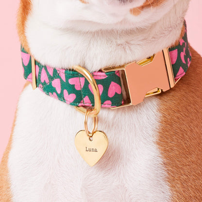Heart-Shaped Gold Stainless Steel Pet ID Tag, Nickel-Free