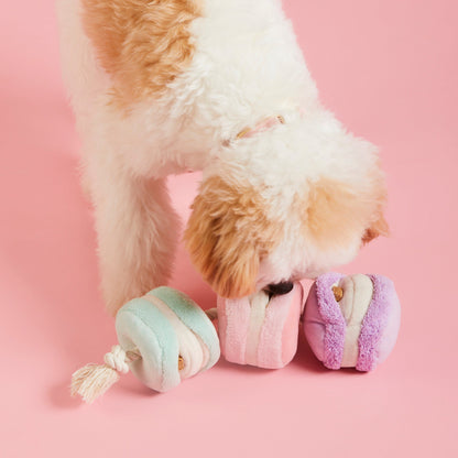 Macaron Snuffle Dog Toy with Hidden Treat Pockets and Squeaker