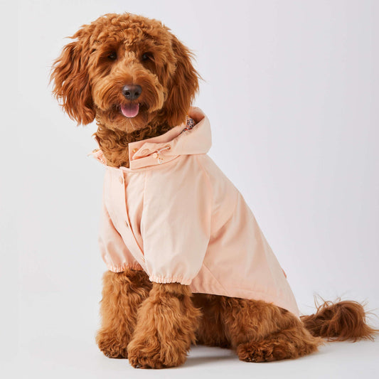 Peach Pink Waterproof Dog Raincoat with Removable Hood