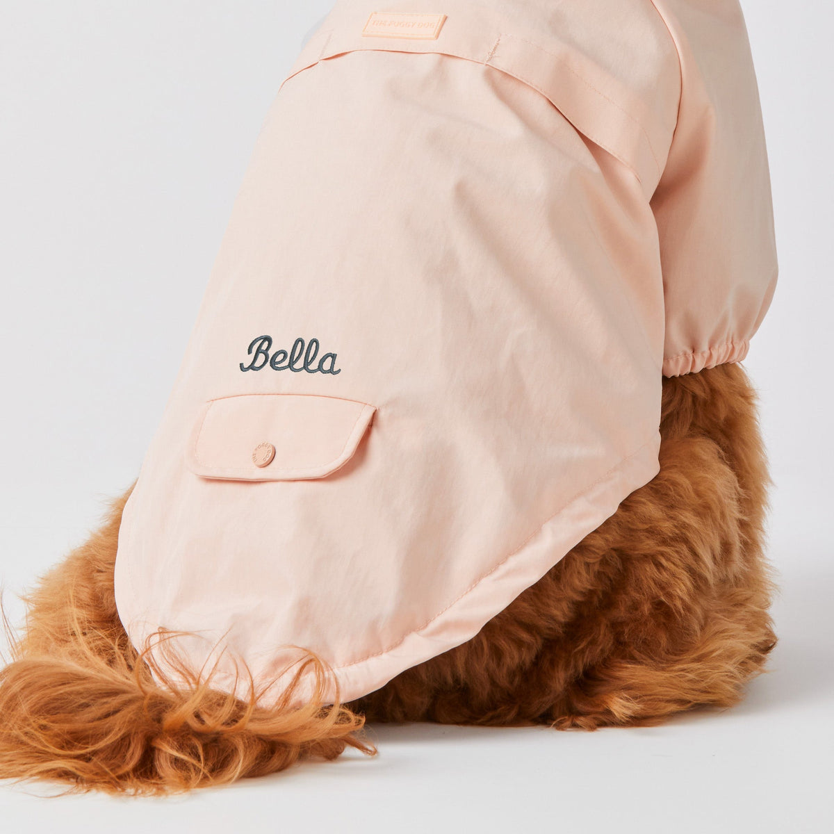 Peach Pink Waterproof Dog Raincoat with Removable Hood
