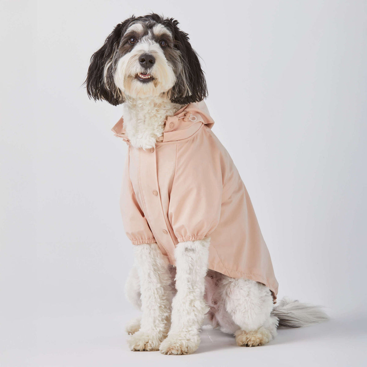 Peach Pink Waterproof Dog Raincoat with Removable Hood