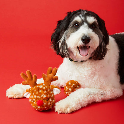 Reindeer Plush Dog Toy with Removable Squeaker Ball
