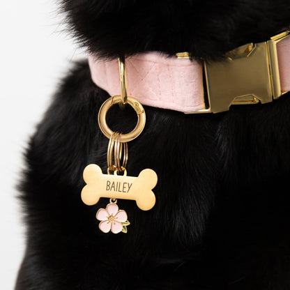 Pink Cherry Blossom Dog Collar Charm, Double-Sided Enamel