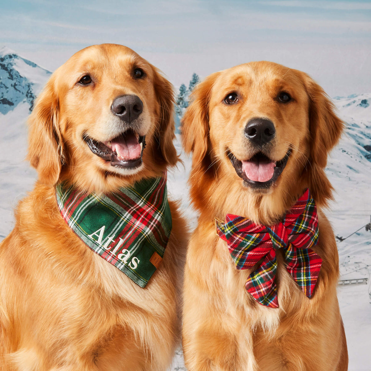 Green & Red Plaid Flannel Dog Bandana, Triangle Tie