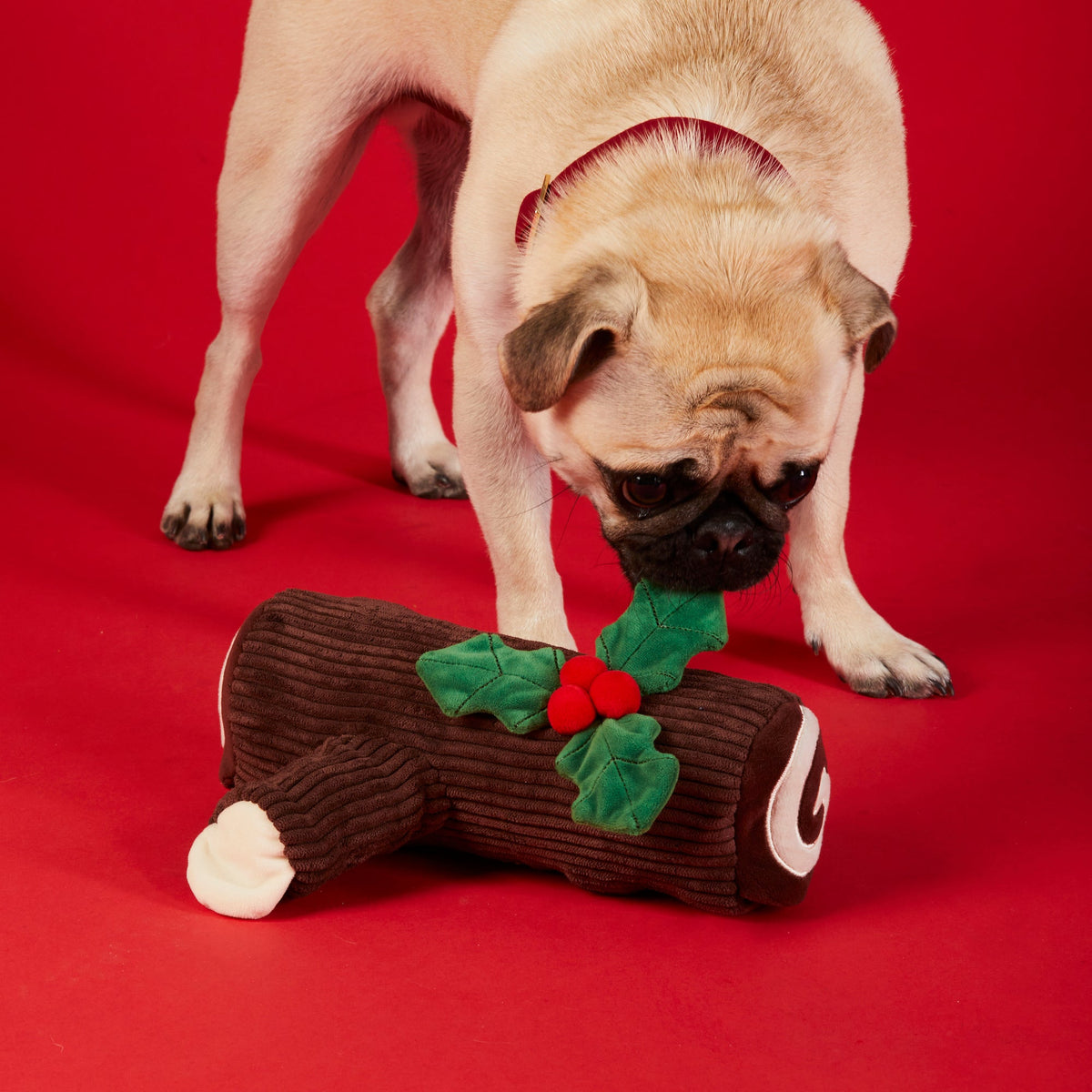 Yule Log Snuffle Dog Toy with Hidden Treat Pockets