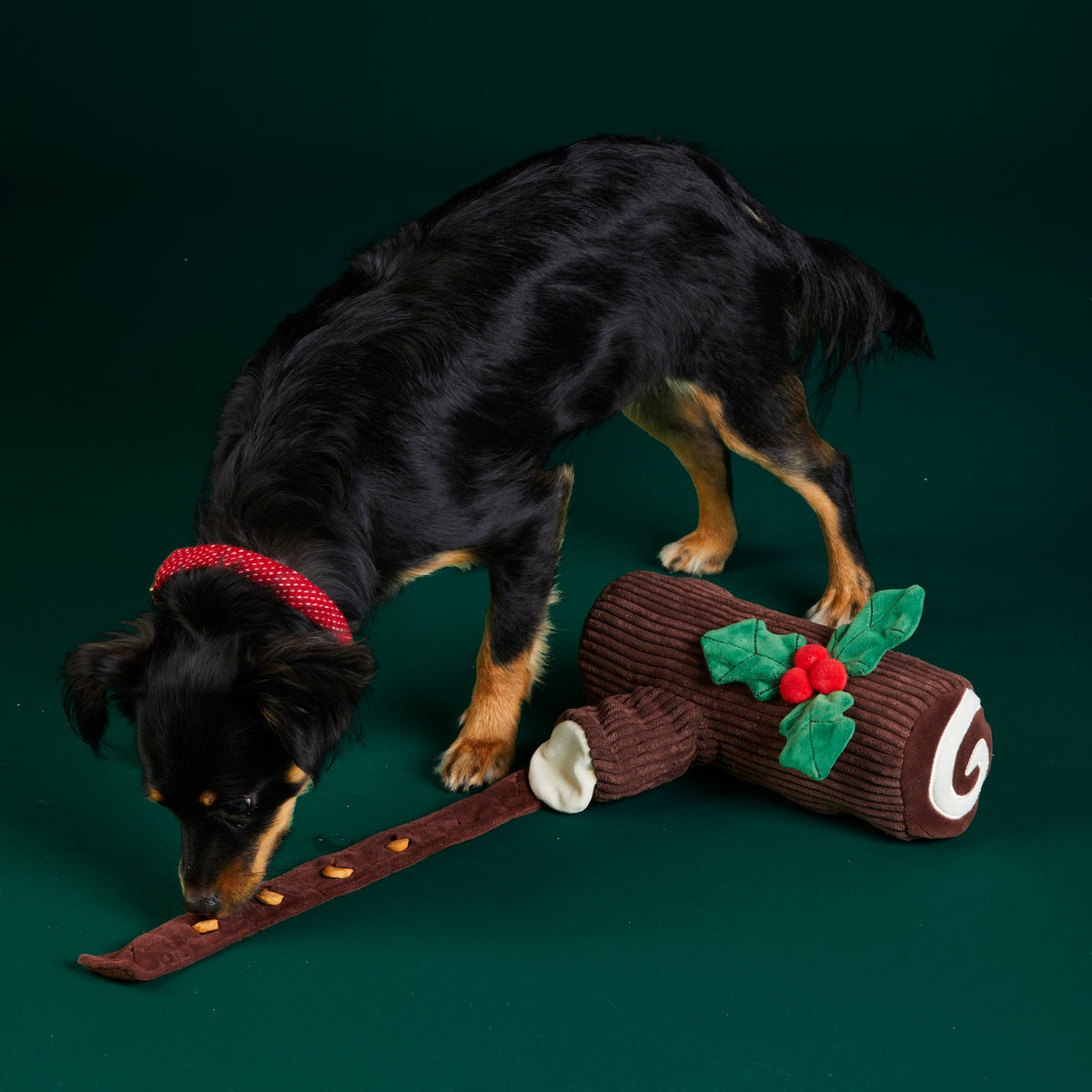 Yule Log Snuffle Dog Toy with Hidden Treat Pockets