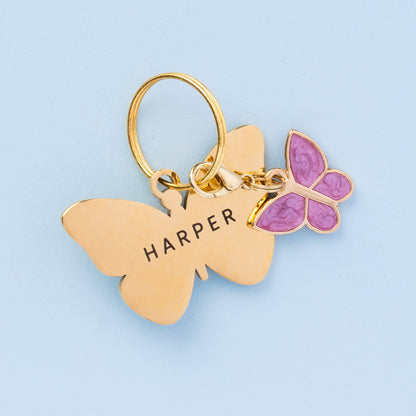 Butterfly Shaped Pet ID Tag, Gold-Tone Stainless Steel