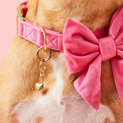 Gold Heart Dog Collar Charm, 14K Gold Plated