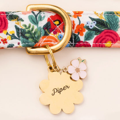 Pink Cherry Blossom Dog Collar Charm, Double-Sided Enamel