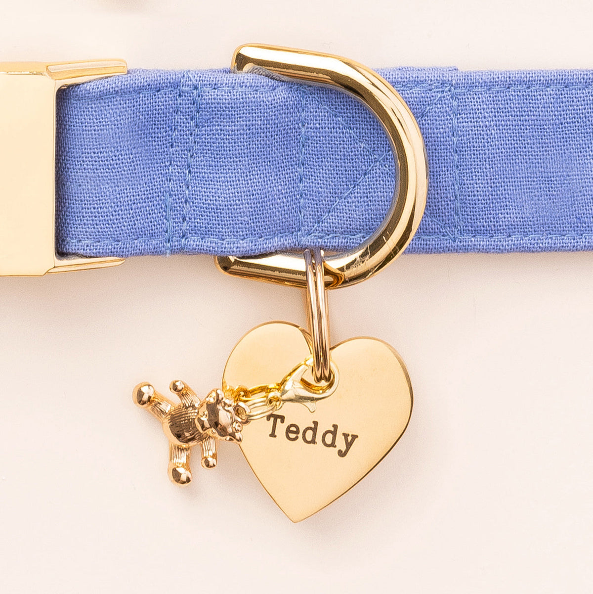 Gold Teddy Bear Collar Charm with Lobster Clasp