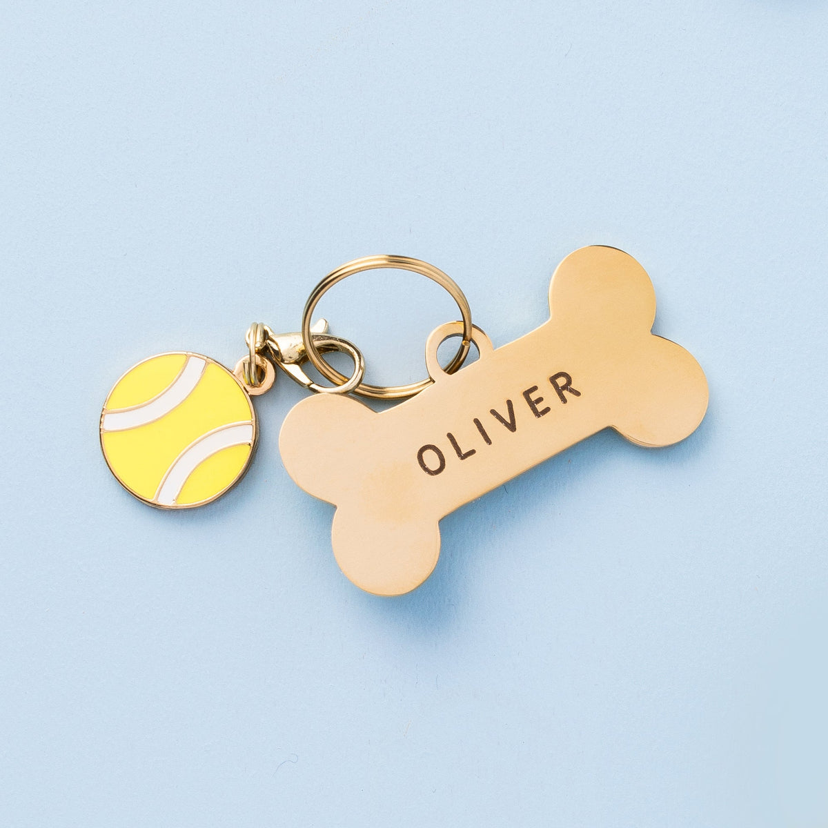 Tennis Ball Dog Collar Charm, Double-Sided Hard Enamel