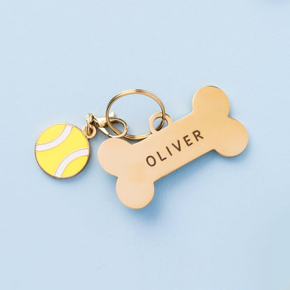 Tennis Ball Dog Collar Charm, Double-Sided Hard Enamel