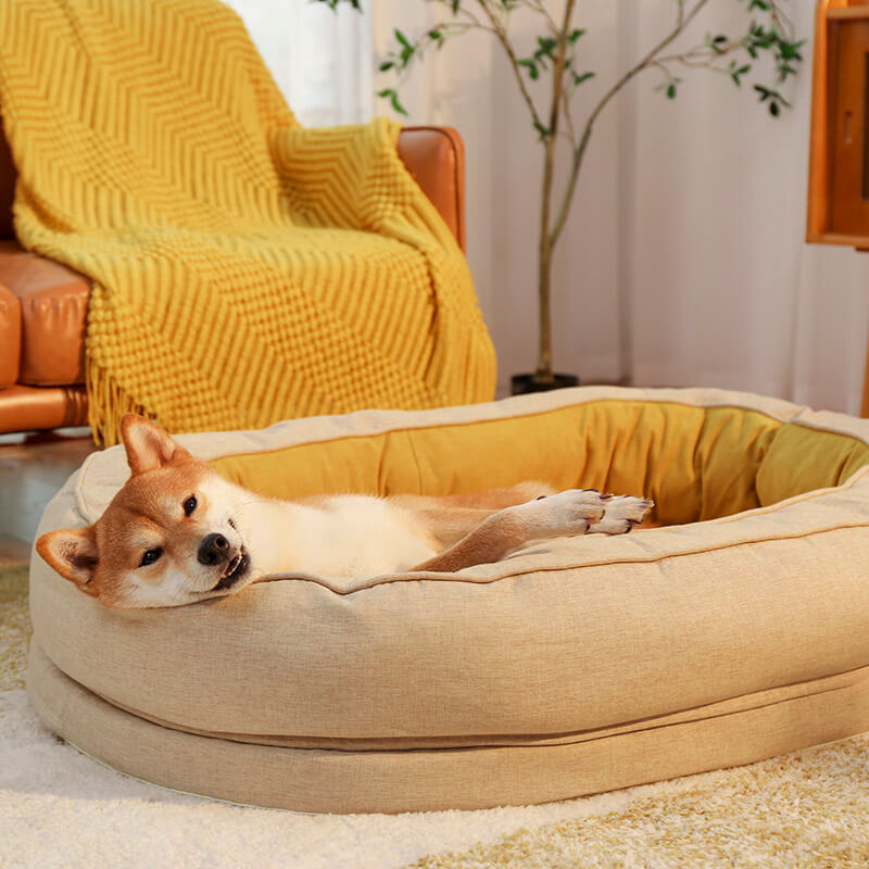Orthopedic Donut Dog Bed with Waterproof Liner, Washable