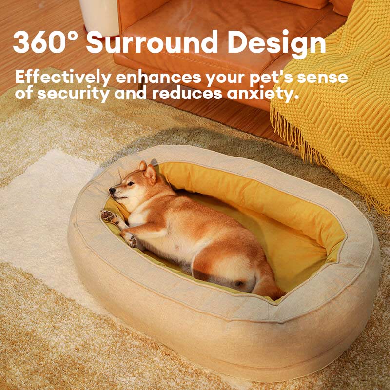 Orthopedic Donut Dog Bed with Waterproof Liner, Washable
