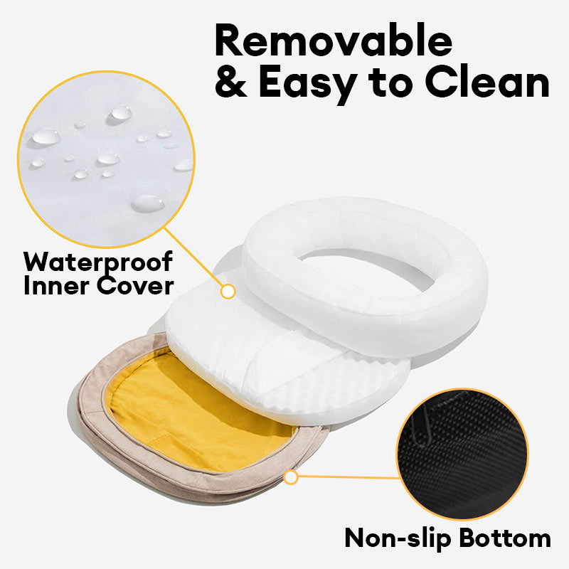 Orthopedic Donut Dog Bed with Waterproof Liner, Washable