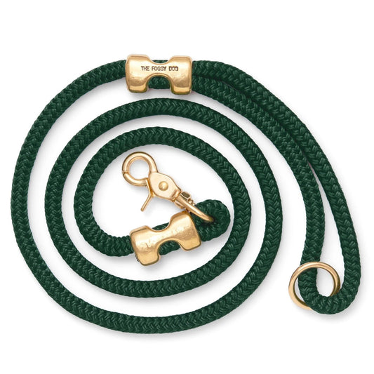 Dark Green Marine Rope Dog Leash, 5 ft, Double-Braided Nylon