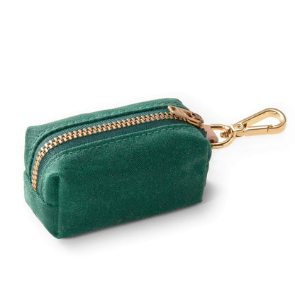 Forest Green Waxed Canvas Dog Waste Bag Holder with Clip