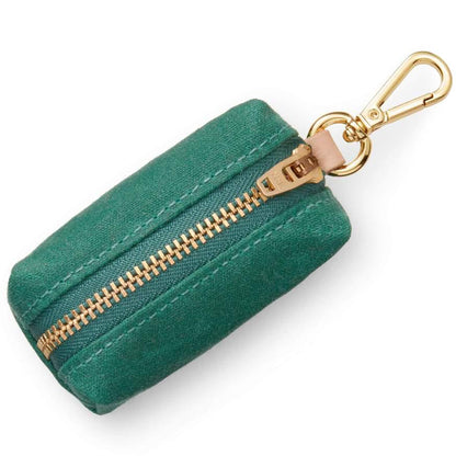 Forest Green Waxed Canvas Dog Waste Bag Holder with Clip