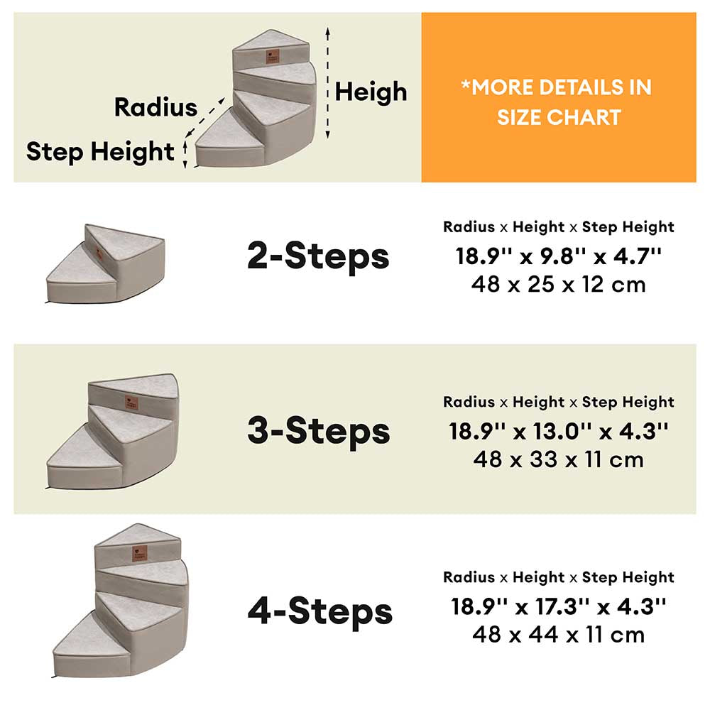 Faux Leather Spiral Dog Stairs for Bed and Sofa, 2-4 Steps