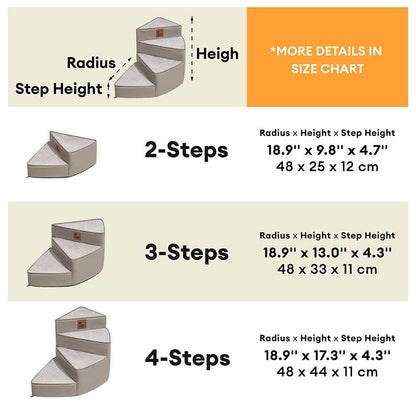 Faux Leather Spiral Dog Stairs for Bed and Sofa, 2-4 Steps