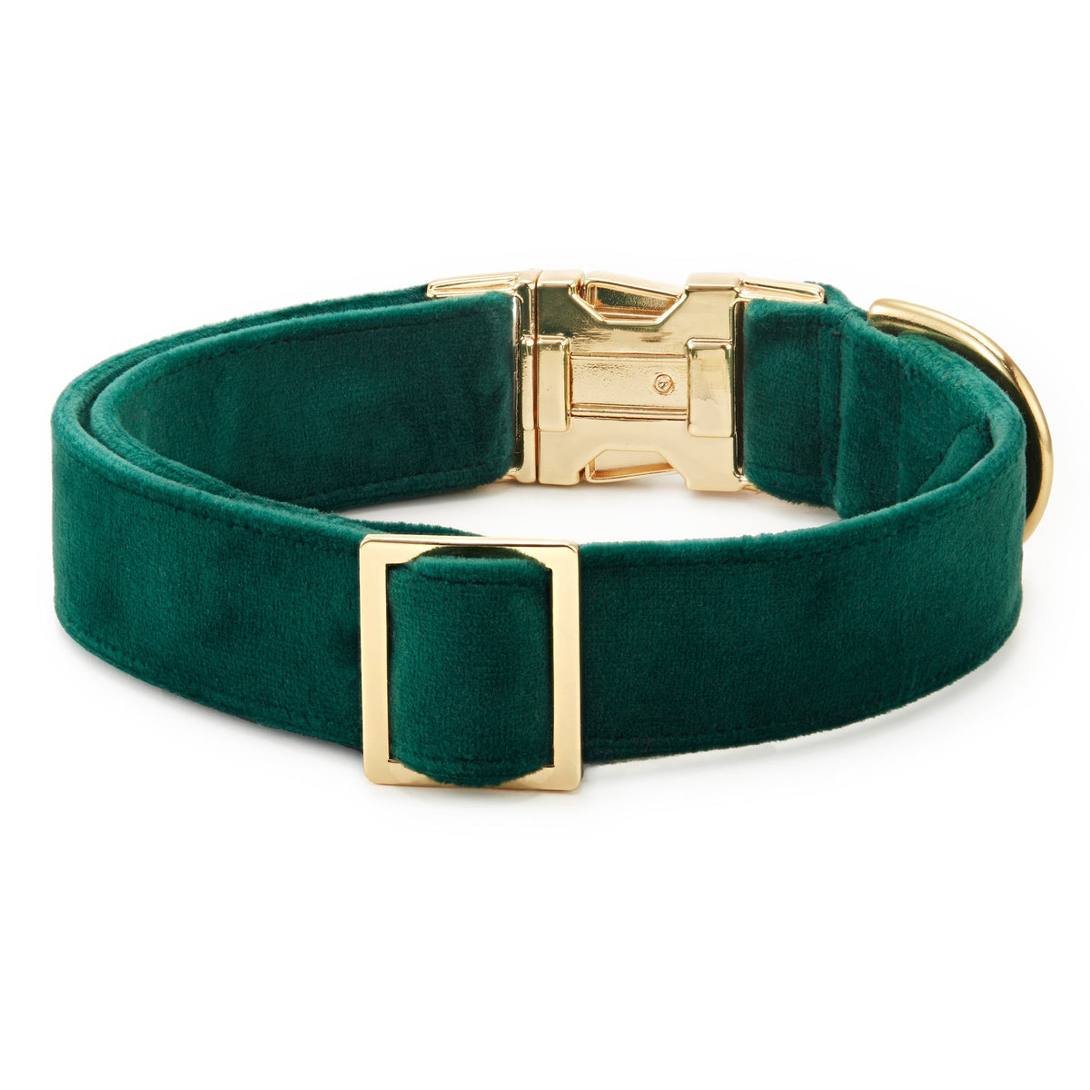 Forest Green Velvet Dog Collar, Sizes XS to Large