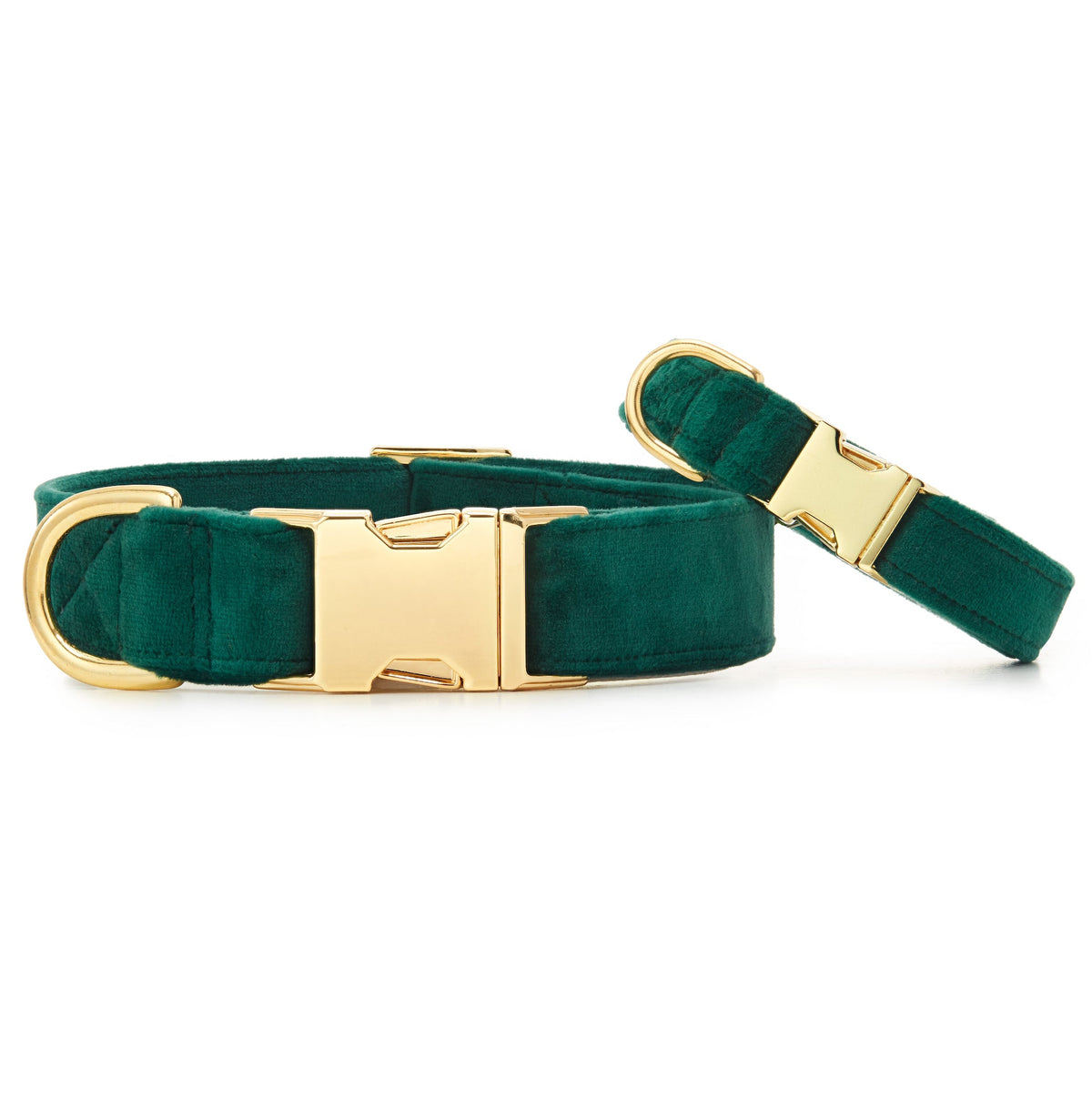 Forest Green Velvet Dog Collar, Sizes XS to Large