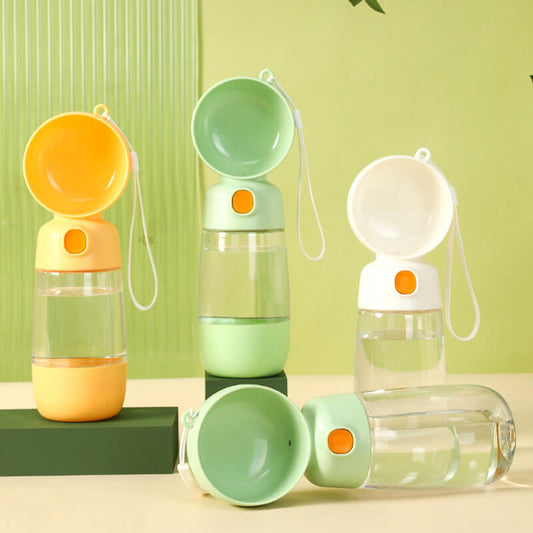 2-in-1 Portable Dog Water Bottle with Built-In Bowl