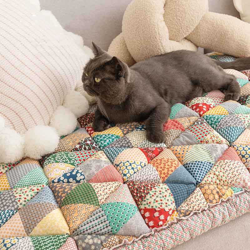 Quilted Cotton Couch Cover and Pet Mat, Scratch Resistant