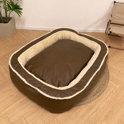 Large Plush Dog Bed with Scratch-Resistant Base, Washable