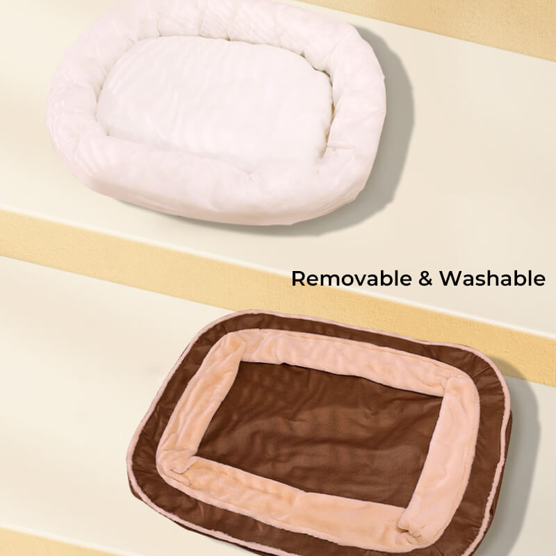 Large Plush Dog Bed with Scratch-Resistant Base, Washable