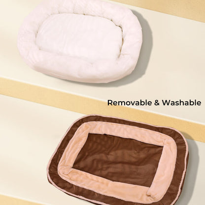 Large Plush Dog Bed with Scratch-Resistant Base, Washable