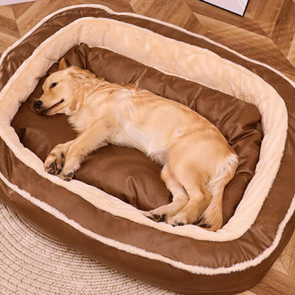 Large Plush Dog Bed with Scratch-Resistant Base, Washable