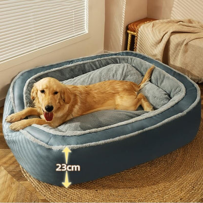 Large Plush Dog Bed with Scratch-Resistant Base, Washable