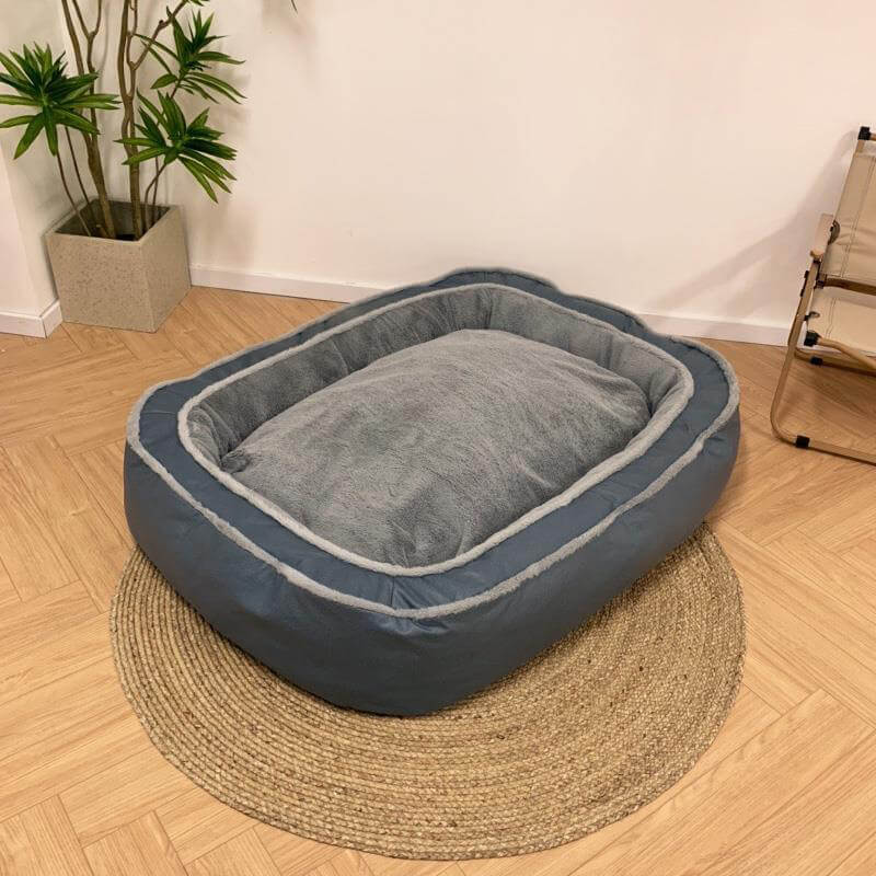 Large Plush Dog Bed with Scratch-Resistant Base, Washable