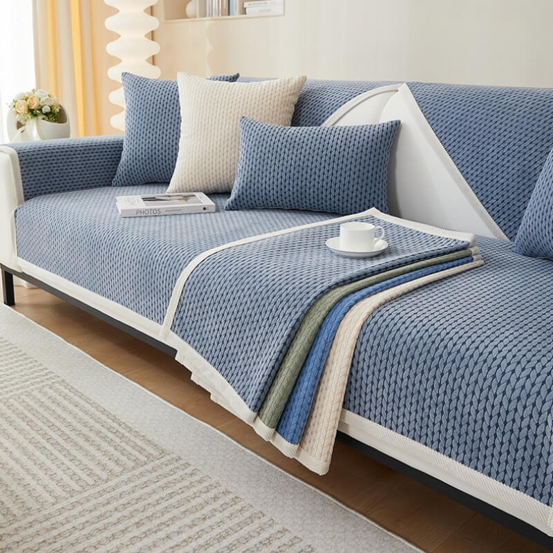 Wheat Ear Pattern Chenille Couch Cover, Anti-Scratch