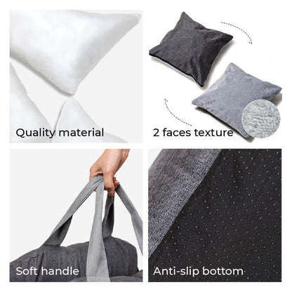 Padded Dog Car Seat Bed with Safety Leash and Bolsters