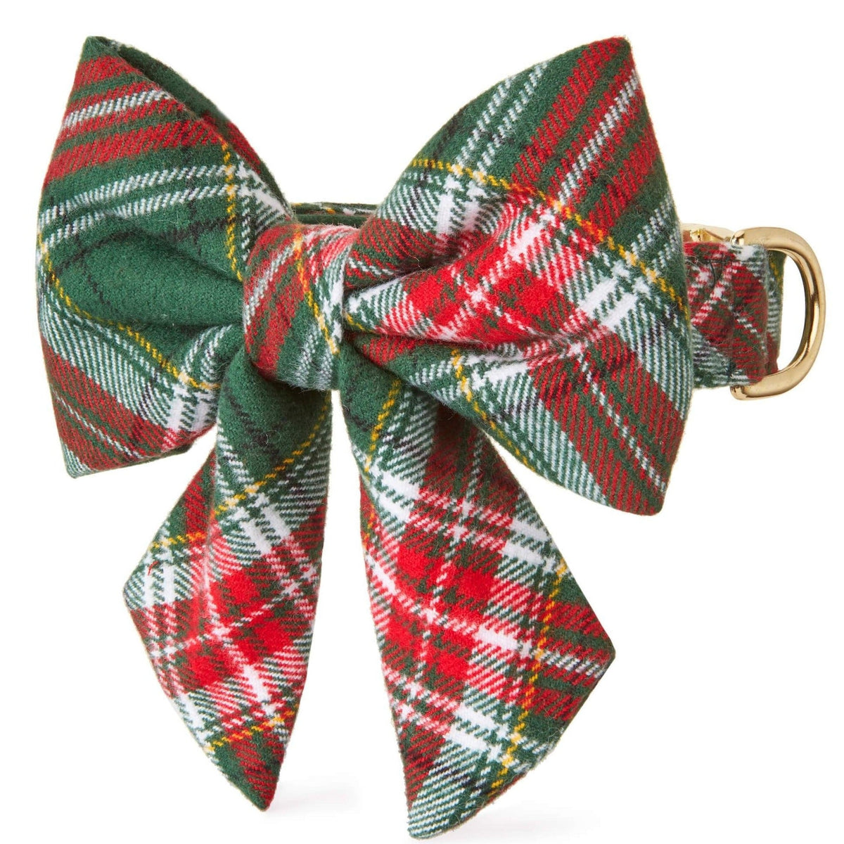 Red & Green Plaid Flannel Dog Collar with Lady Bow