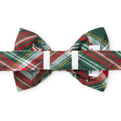 Red & Green Plaid Flannel Dog Bow Tie, Collar Attachment