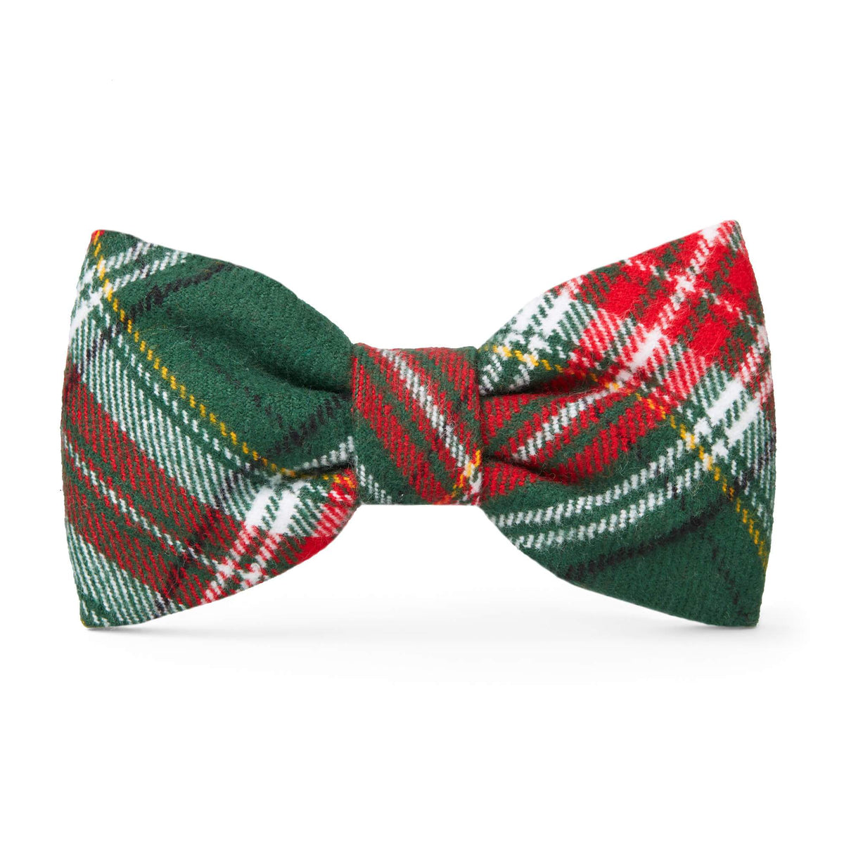 Red & Green Plaid Flannel Dog Bow Tie, Collar Attachment