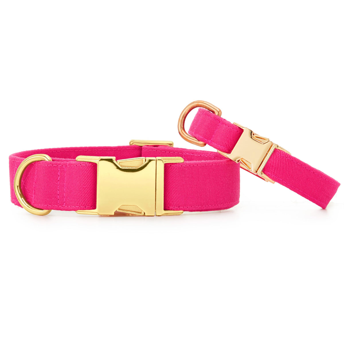 Hot Pink Cotton Dog Collar with Gold Hardware