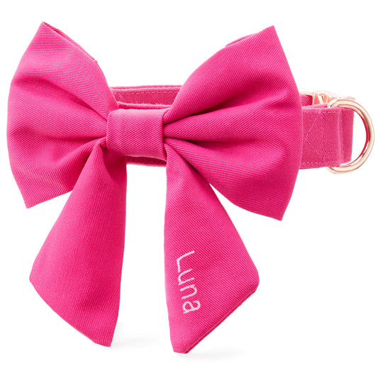 Hot Pink Dog Collar with Removable Lady Bow