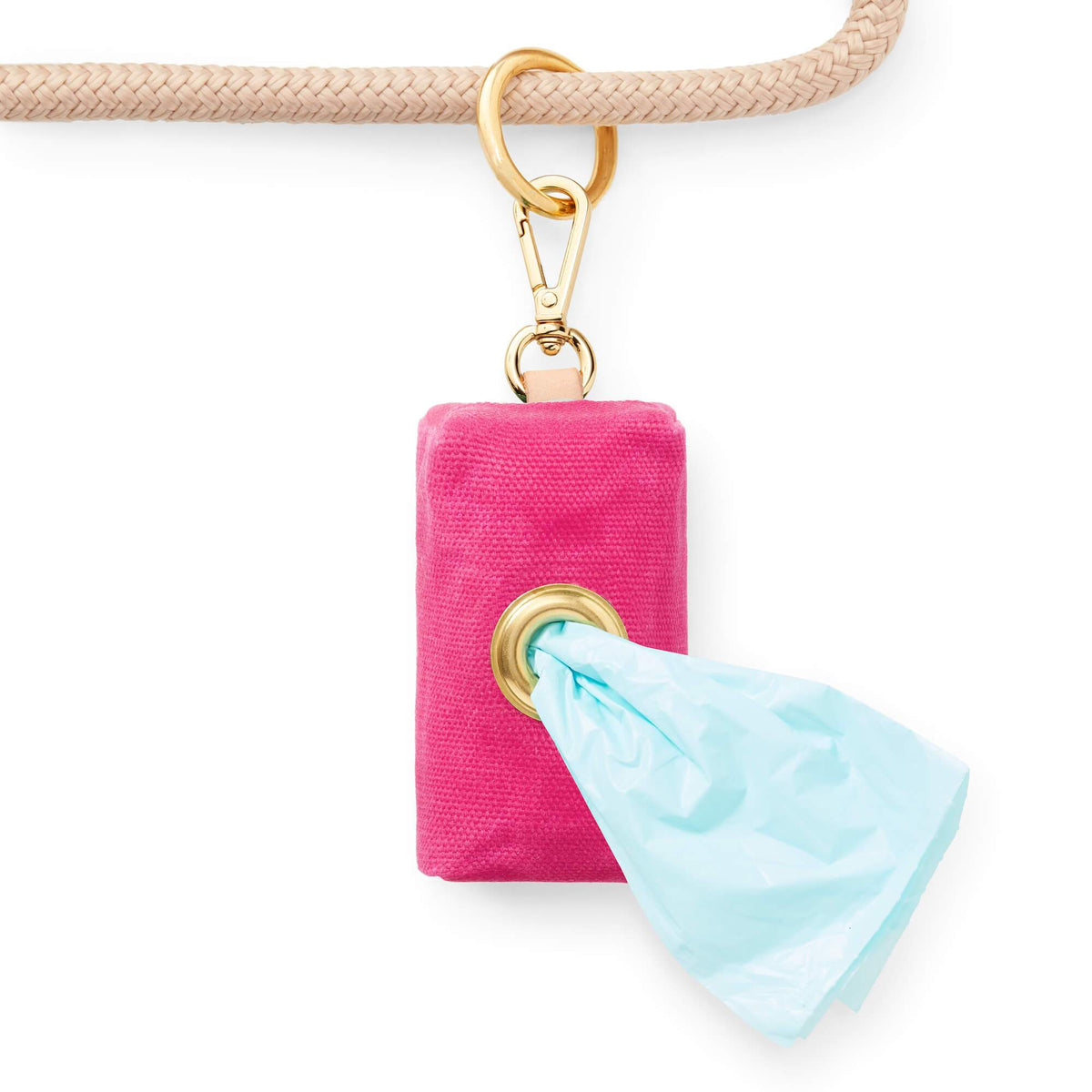 Hot Pink Waxed Canvas Dog Waste Bag Holder with Clip