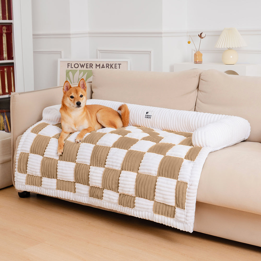 Square Plaid Dog Mat and Furniture Protector, Machine Washable