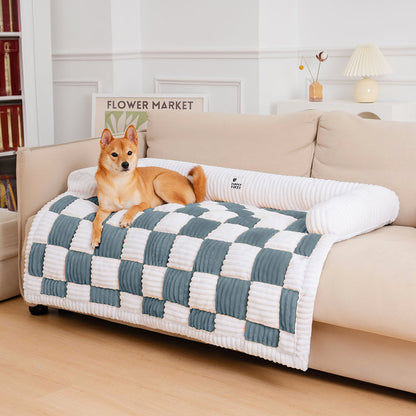 Square Plaid Dog Mat and Furniture Protector, Machine Washable