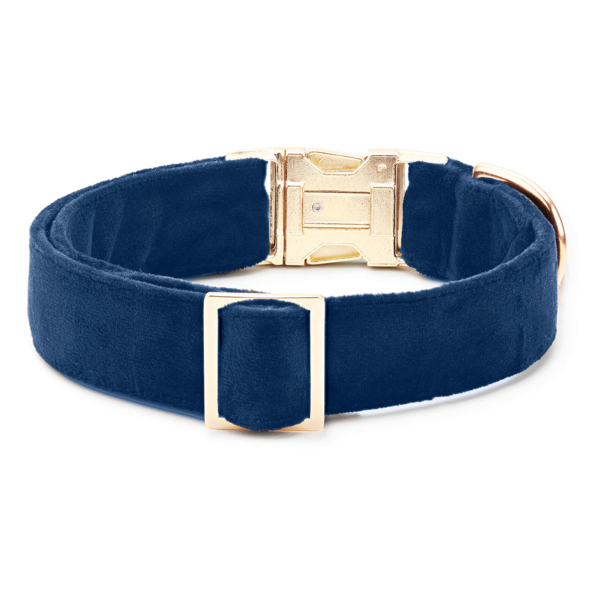 Navy Velvet Dog Collar, Plush Velvet Inside and Out