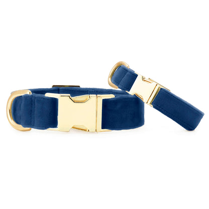 Navy Velvet Dog Collar, Plush Velvet Inside and Out