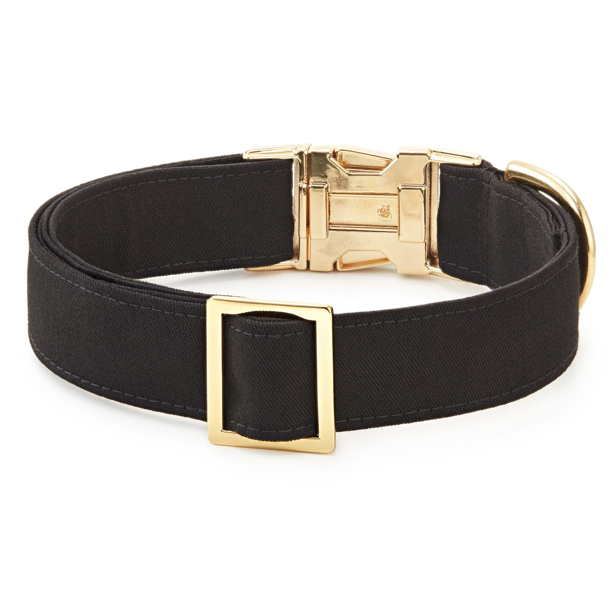 Black Cotton Dog Collar with Gold Hardware