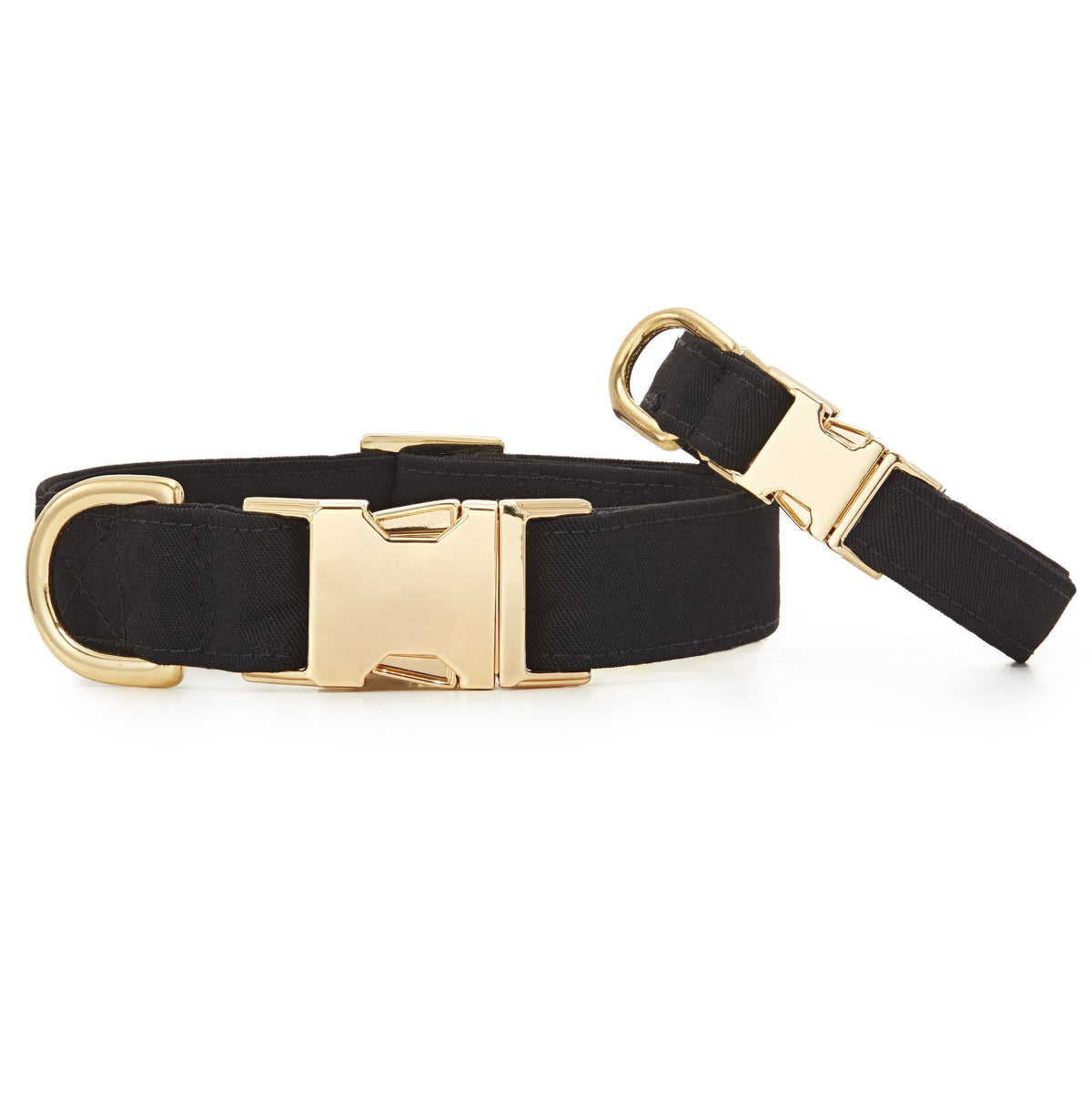 Black Cotton Dog Collar with Gold Hardware
