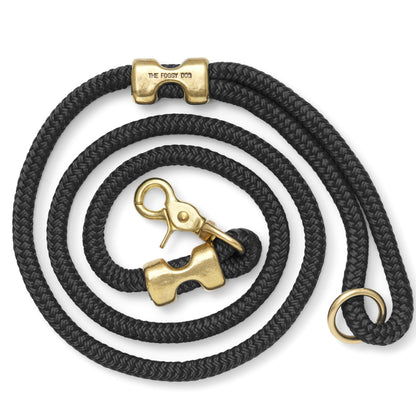 Black Marine Rope Dog Leash, 5 ft, Double-Braided Nylon