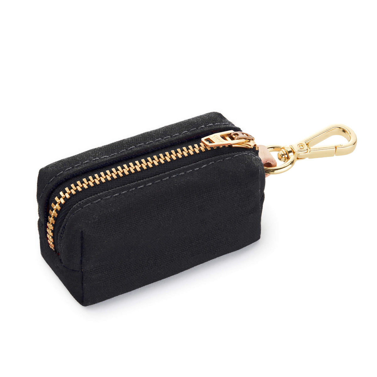 Black Waxed Canvas Dog Waste Bag Holder with Leash Clip